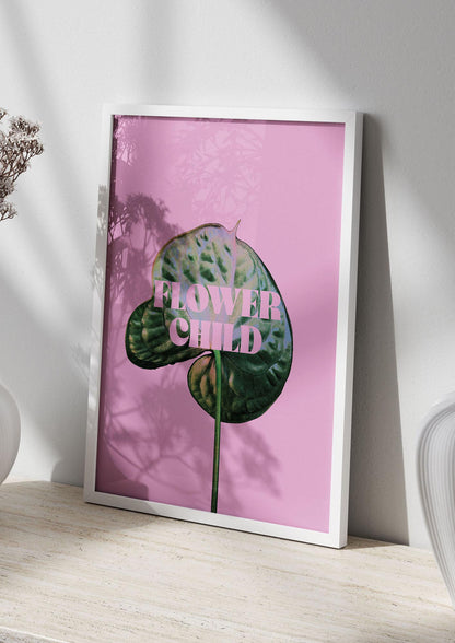 Flower Child Pink Leaf" Wall Art - living room 2