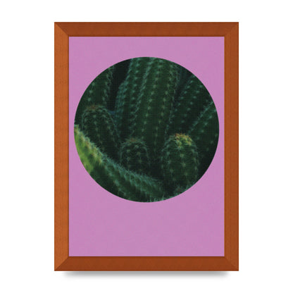 Halftone Cactus Pink Art For The Home - A4 framed