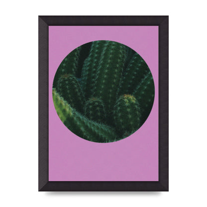 Halftone Cactus Pink Art For The Home - A4 framed