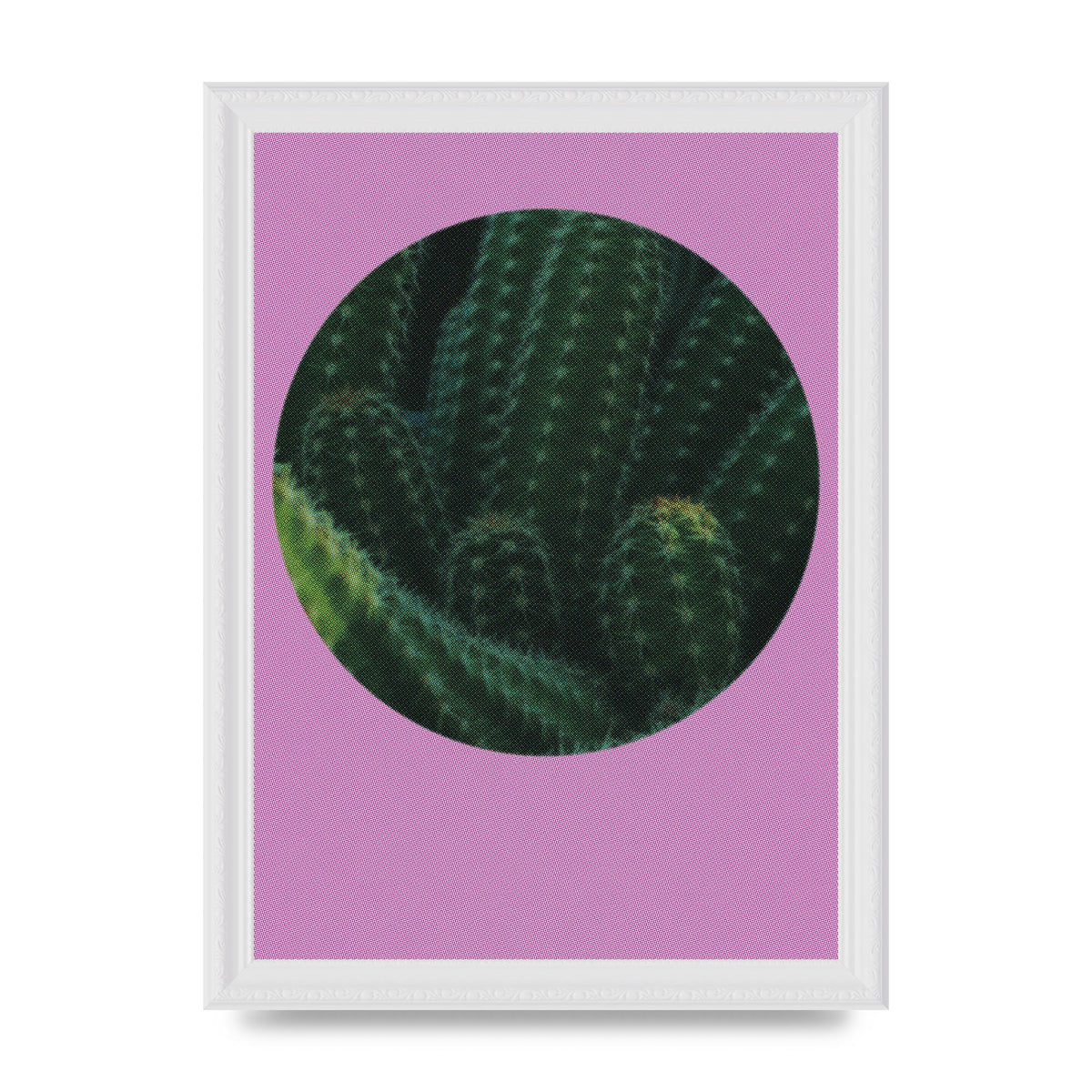 Halftone Cactus Pink Art For The Home - A4 framed