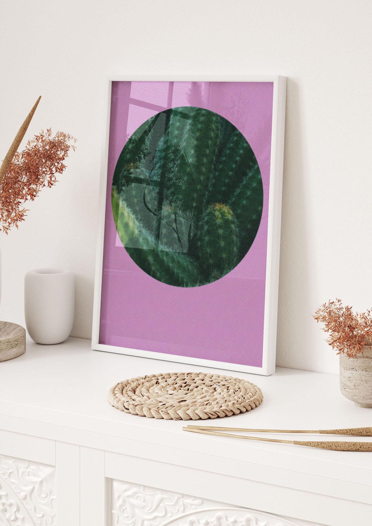 Halftone Cactus Pink Art For The Home - hall 1
