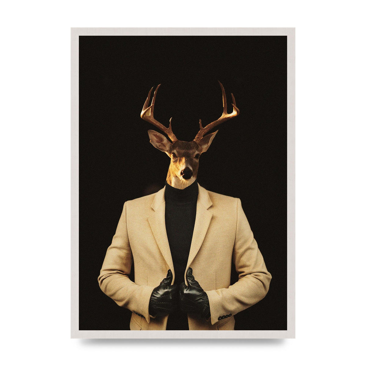 Deer Head Edit Wall Art - A2 framed