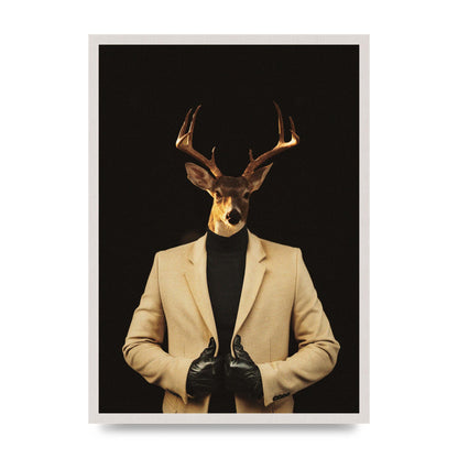 Deer Head Edit Wall Art - A2 framed