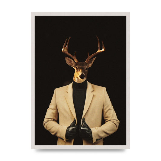 Deer Head Edit Wall Art - A2 framed
