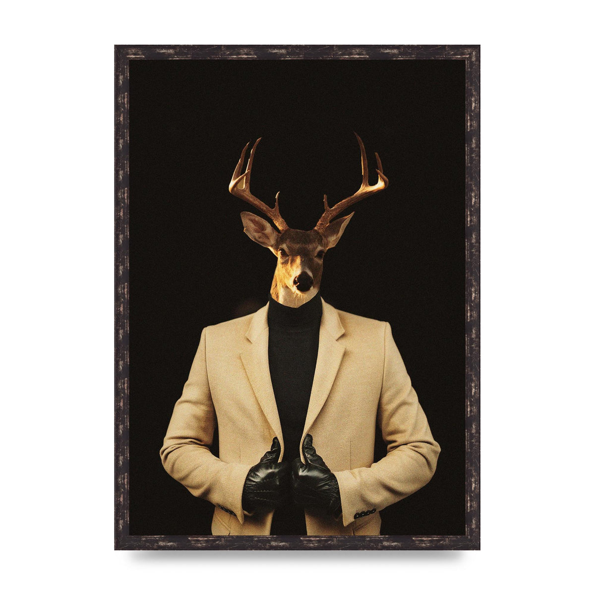 Deer Head Edit Wall Art - A2 framed