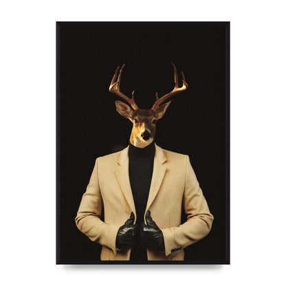 Deer Head Edit Wall Art - A2 framed
