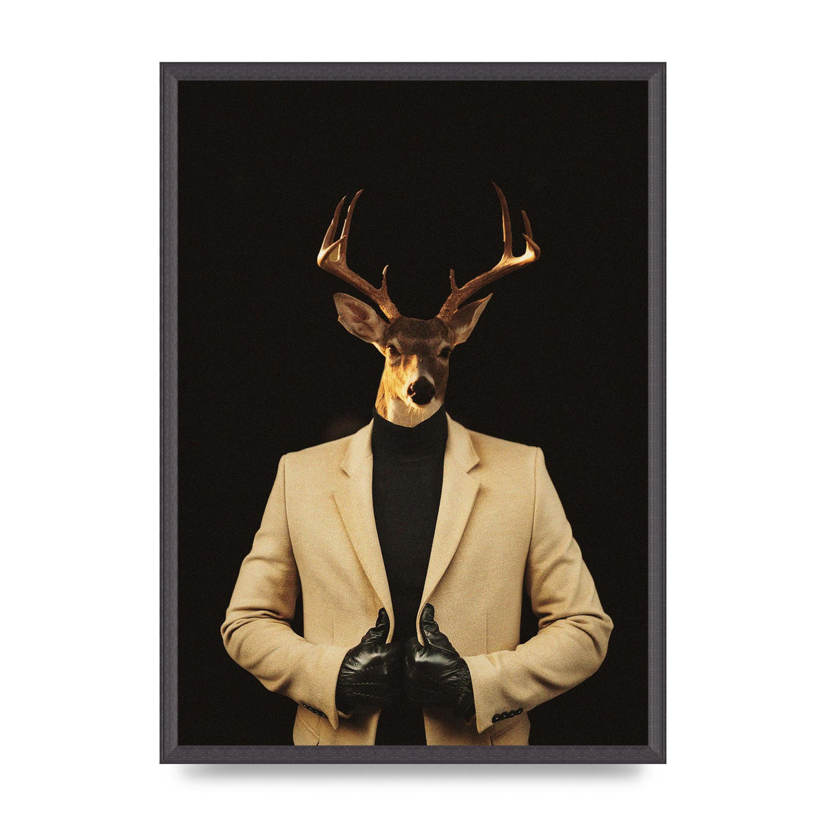 Deer Head Edit Wall Art - A2 framed