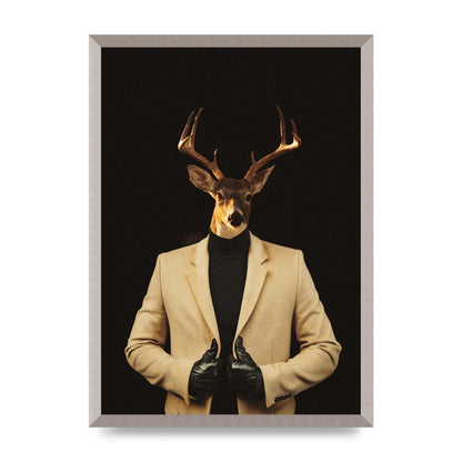 Deer Head Edit Wall Art - A2 framed