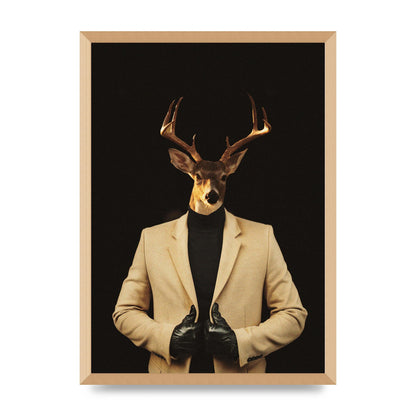 Deer Head Edit Wall Art - A2 framed