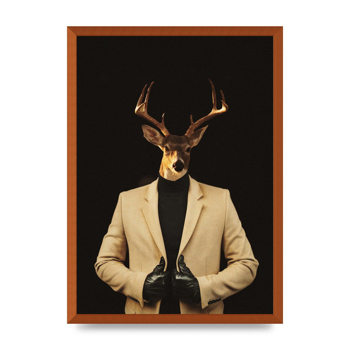 Deer Head Edit Wall Art - A2 framed