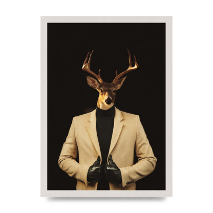 Deer Head Edit Wall Art - A3 framed