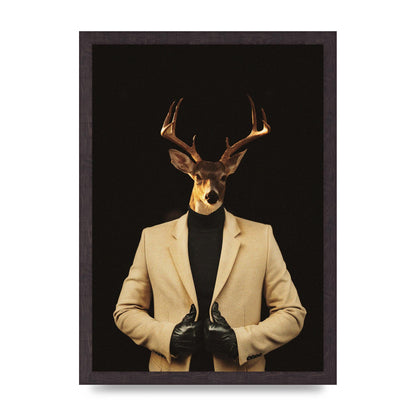 Deer Head Edit Wall Art - A3 framed