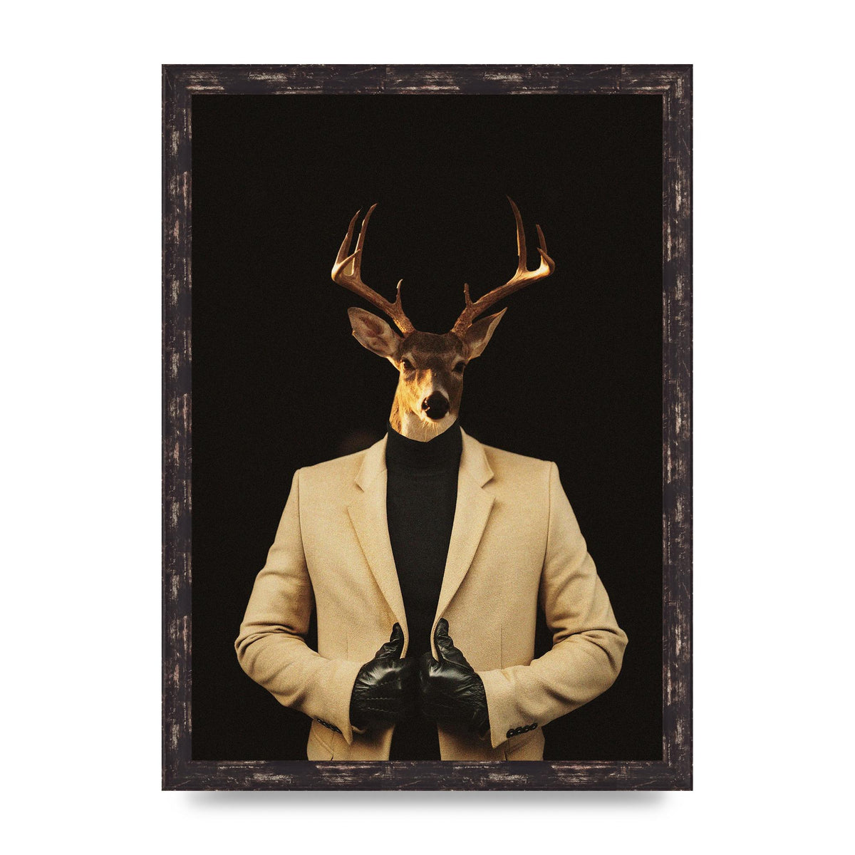 Deer Head Edit Wall Art - A3 framed
