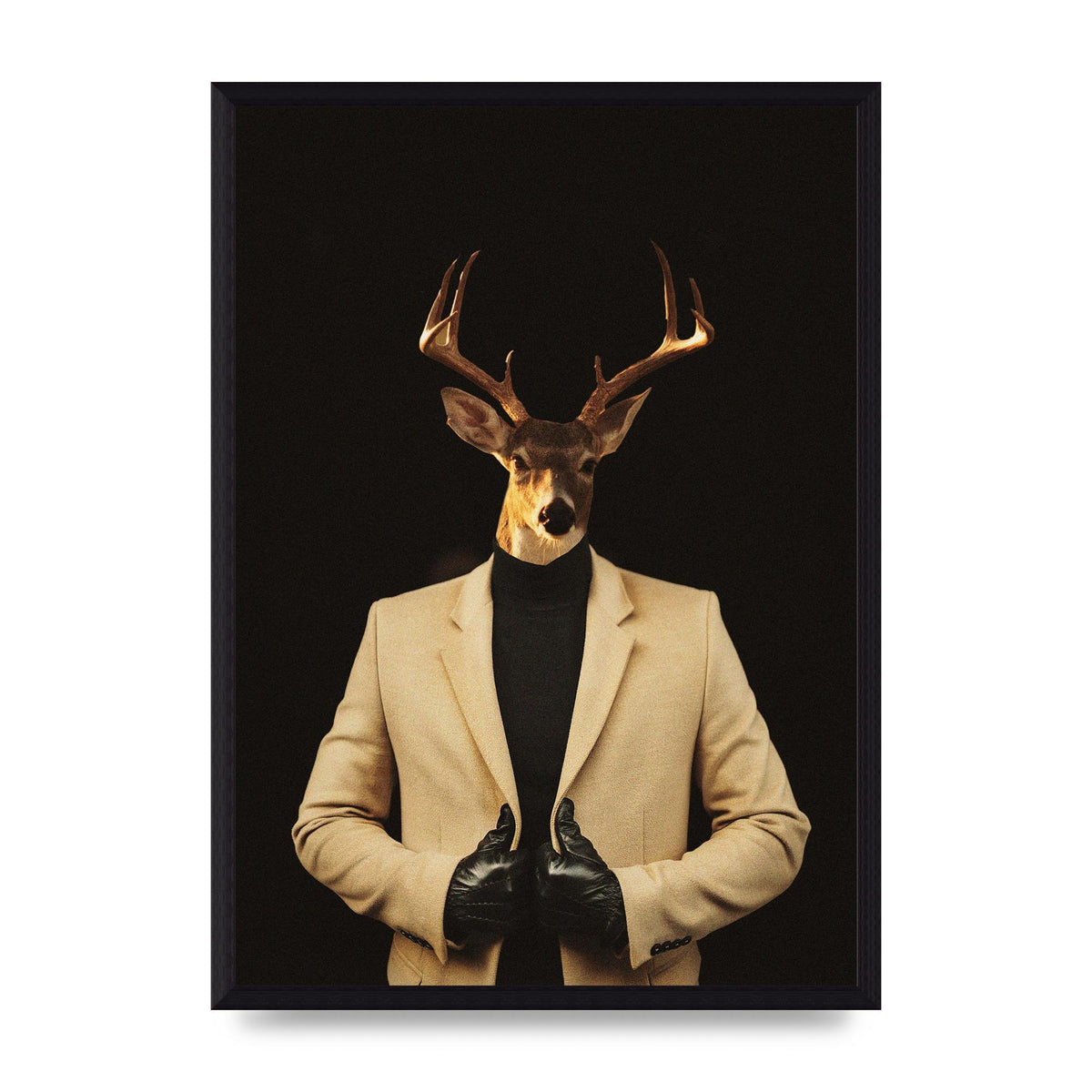 Deer Head Edit Wall Art - A3 framed