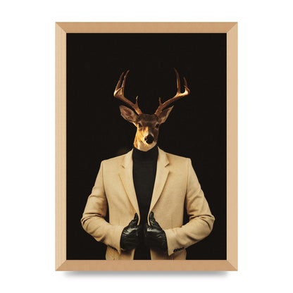 Deer Head Edit Wall Art - A3 framed