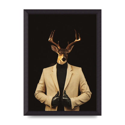 Deer Head Edit Wall Art - A3 framed