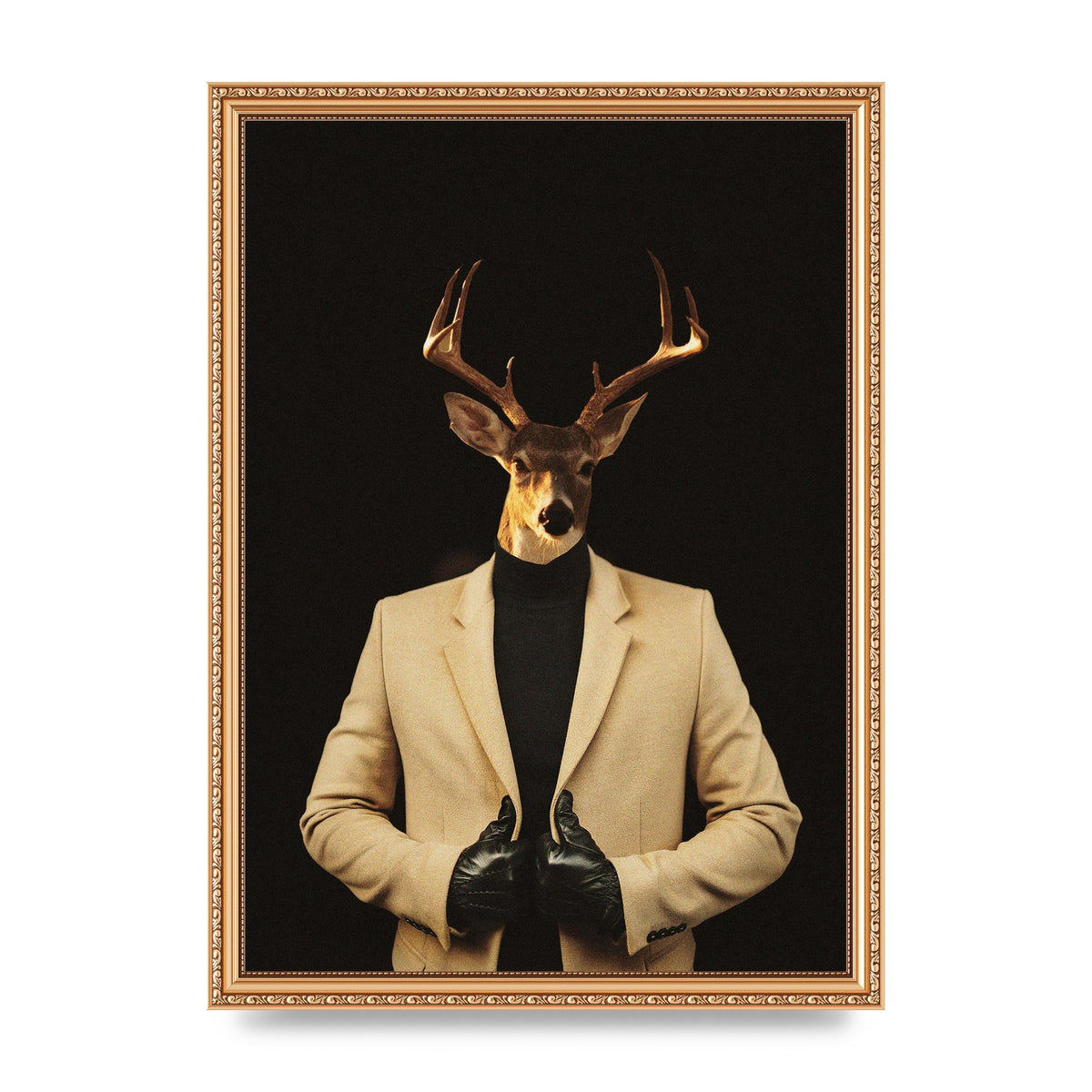 Deer Head Edit Wall Art - A3 framed