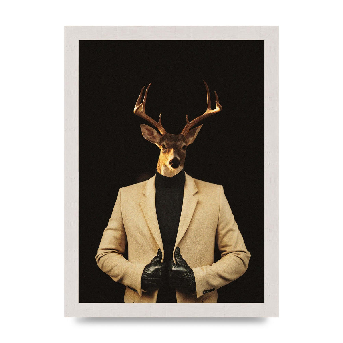 Deer Head Edit Wall Art - A4 framed