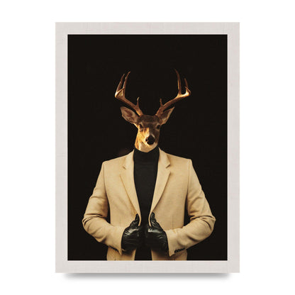 Deer Head Edit Wall Art - A4 framed