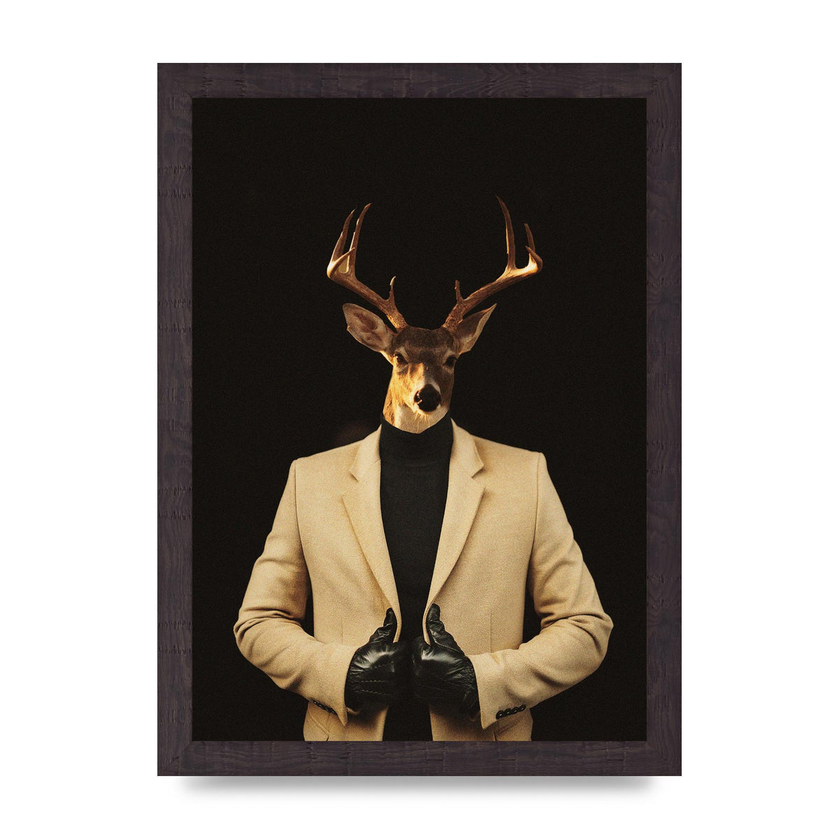 Deer Head Edit Wall Art - A4 framed