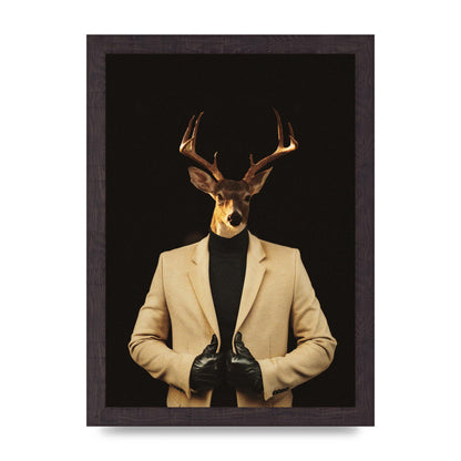 Deer Head Edit Wall Art - A4 framed