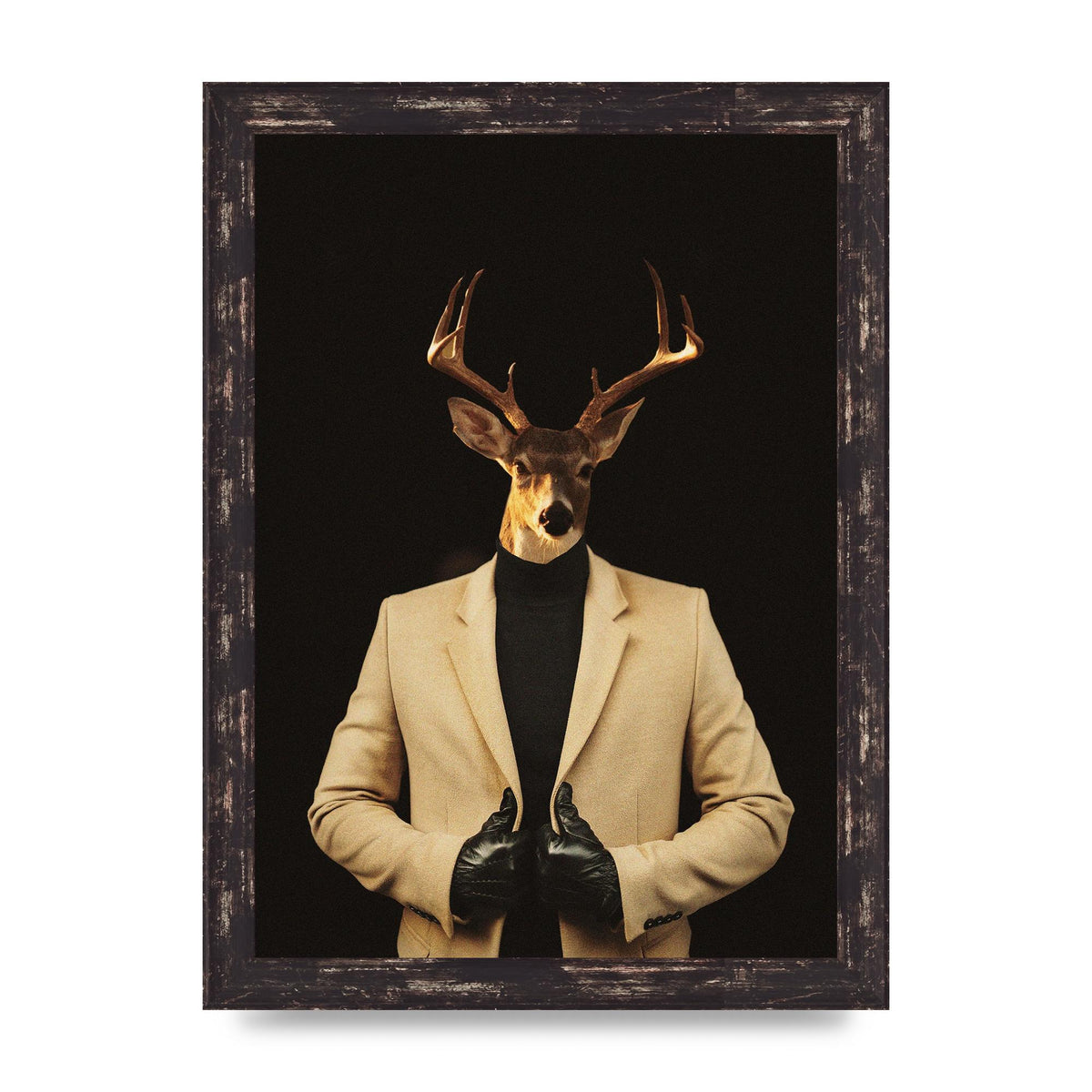Deer Head Edit Wall Art - A4 framed