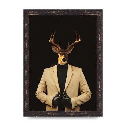 Deer Head Edit Wall Art - A4 framed