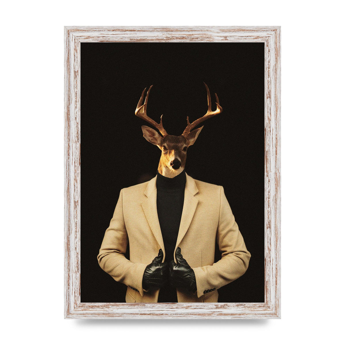Deer Head Edit Wall Art - A4 framed