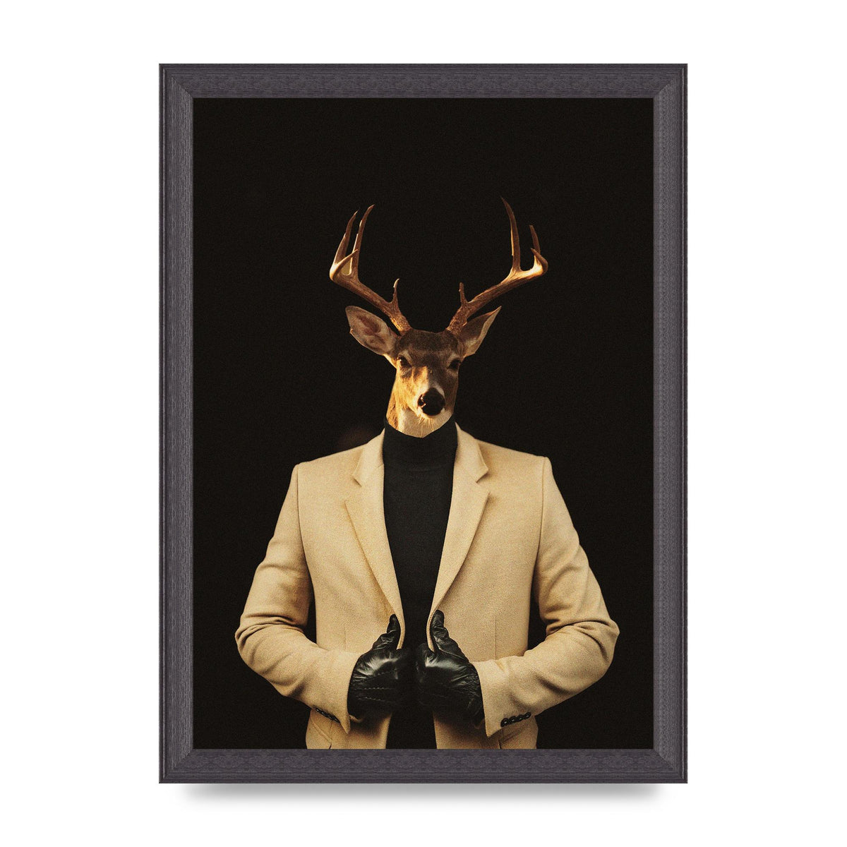 Deer Head Edit Wall Art - A4 framed