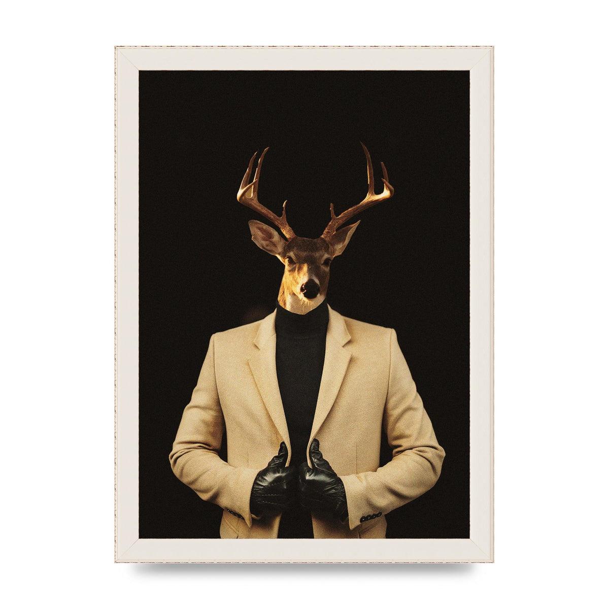 Deer Head Edit Wall Art - A4 framed