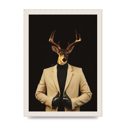 Deer Head Edit Wall Art - A4 framed
