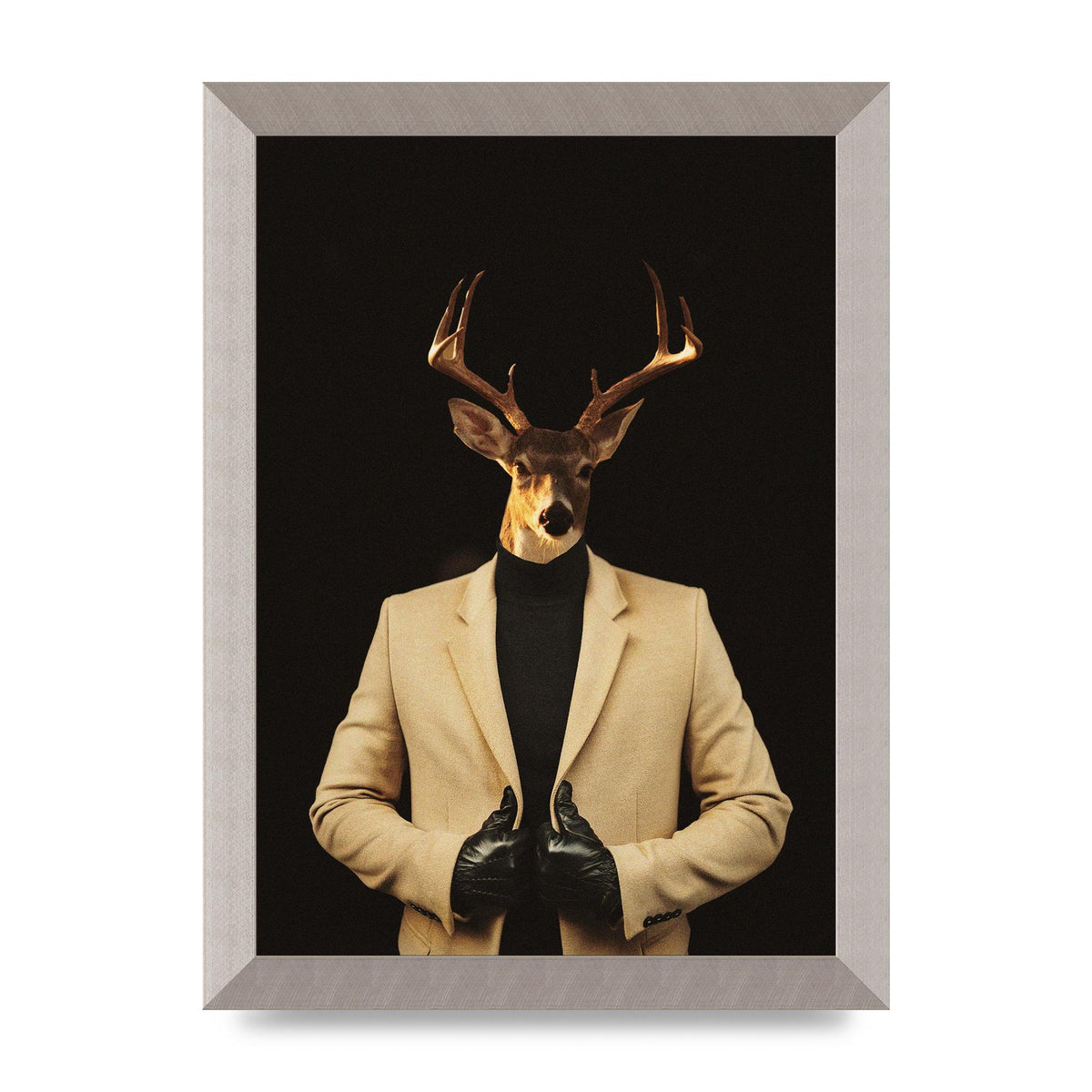 Deer Head Edit Wall Art - A4 framed