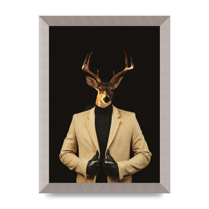 Deer Head Edit Wall Art - A4 framed