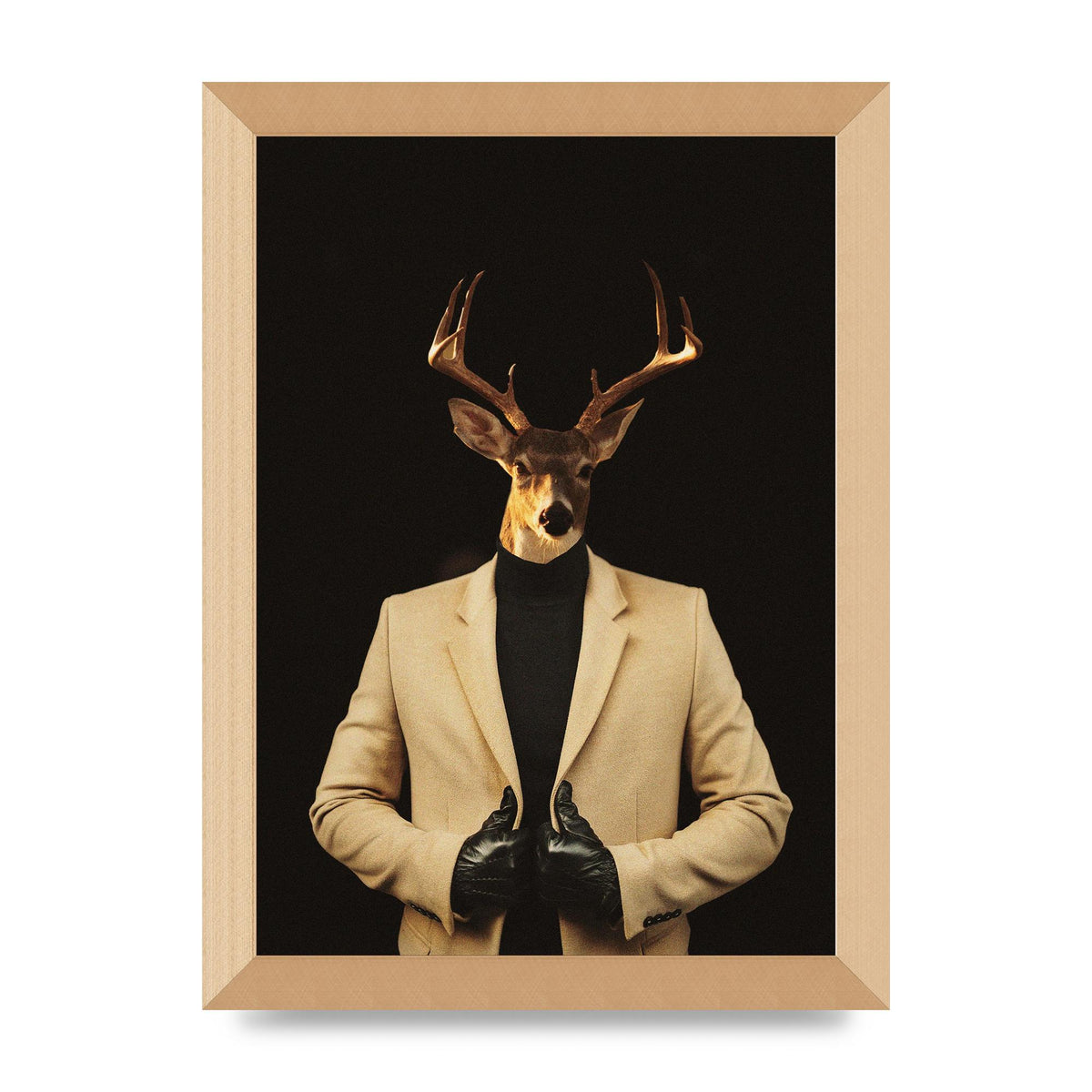 Deer Head Edit Wall Art - A4 framed