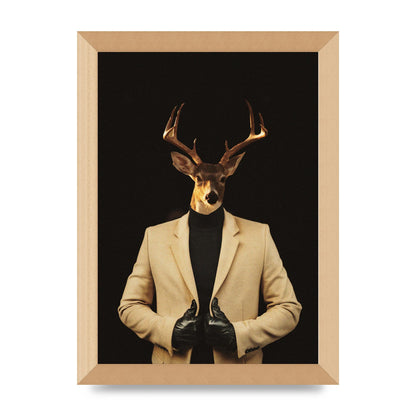 Deer Head Edit Wall Art - A4 framed