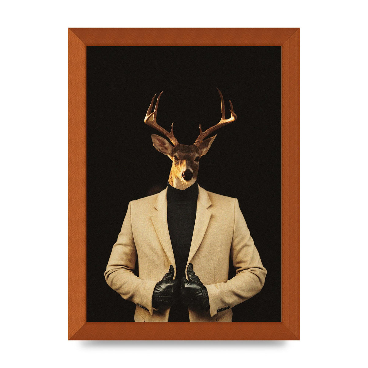 Deer Head Edit Wall Art - A4 framed