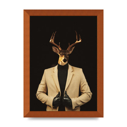 Deer Head Edit Wall Art - A4 framed