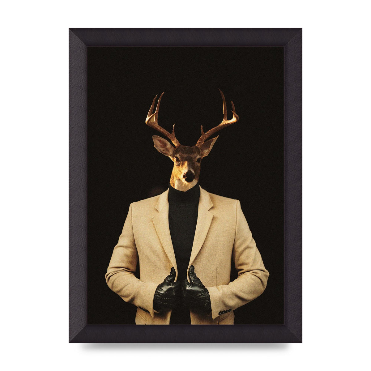 Deer Head Edit Wall Art - A4 framed