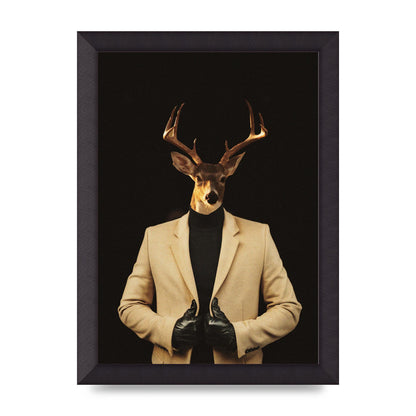 Deer Head Edit Wall Art - A4 framed