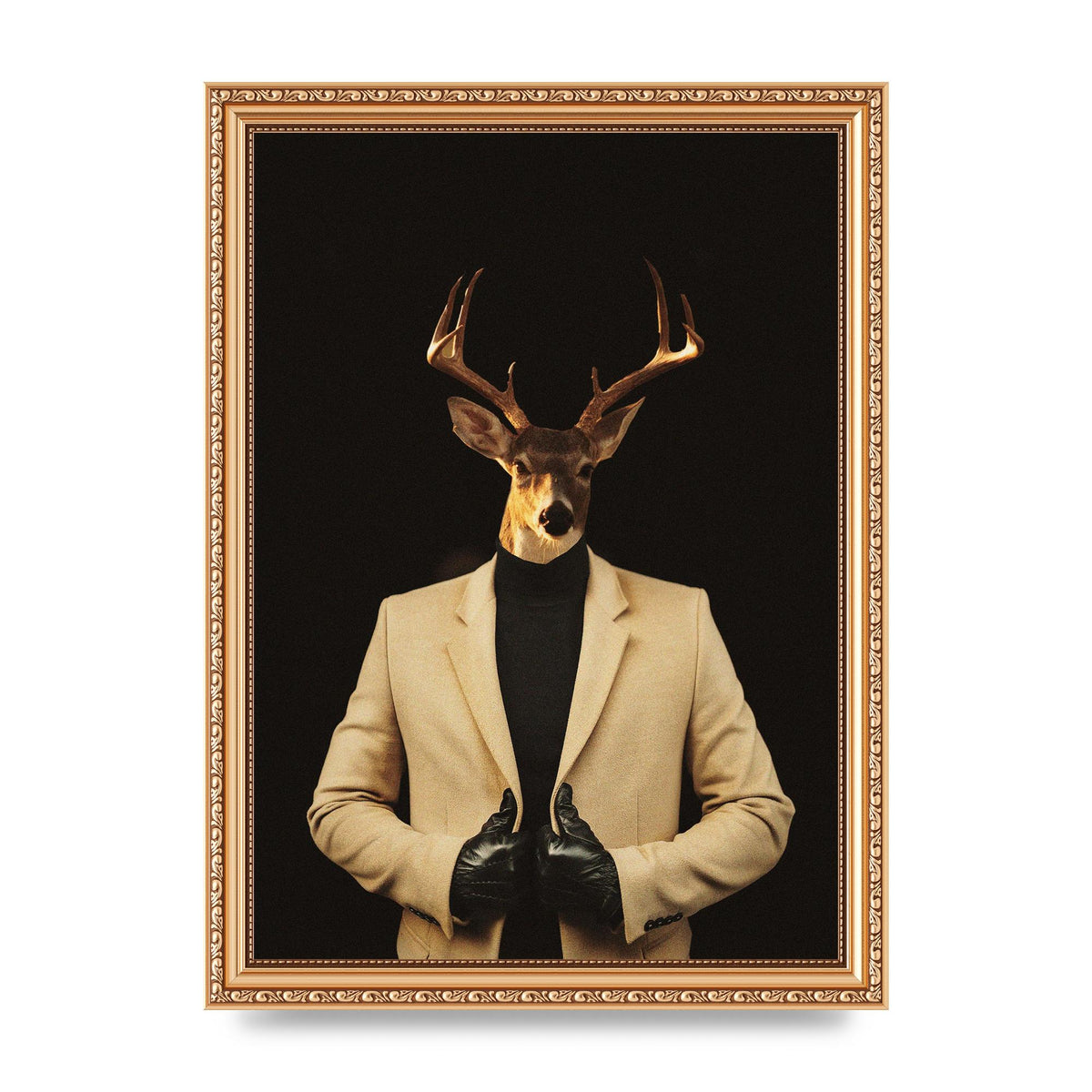 Deer Head Edit Wall Art - A4 framed