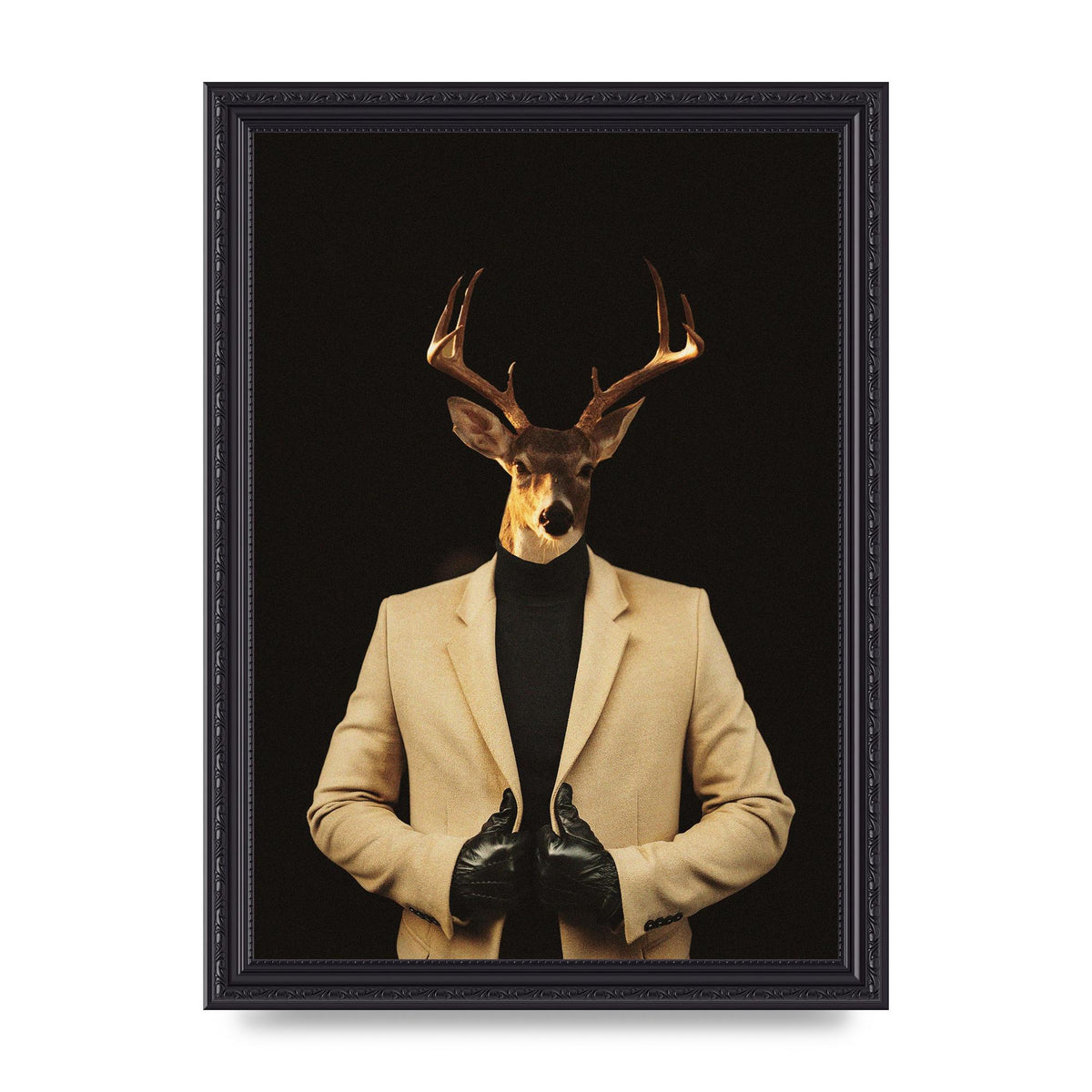 Deer Head Edit Wall Art - A4 framed