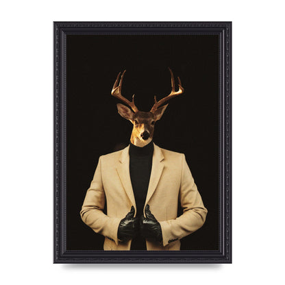 Deer Head Edit Wall Art - A4 framed