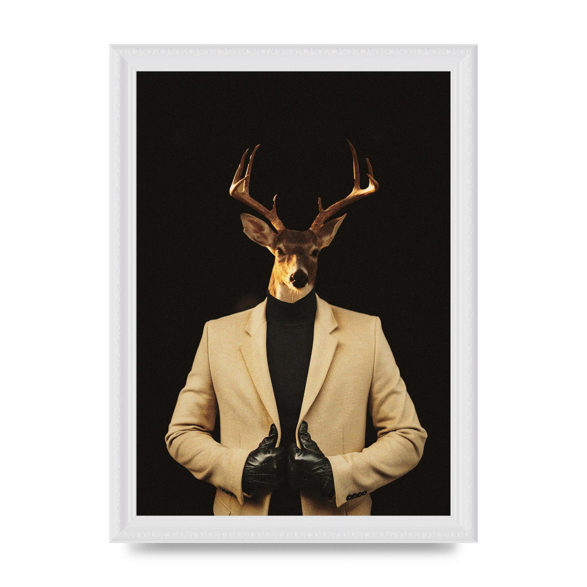 Deer Head Edit Wall Art - A4 framed