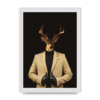 Deer Head Edit Wall Art - A4 framed