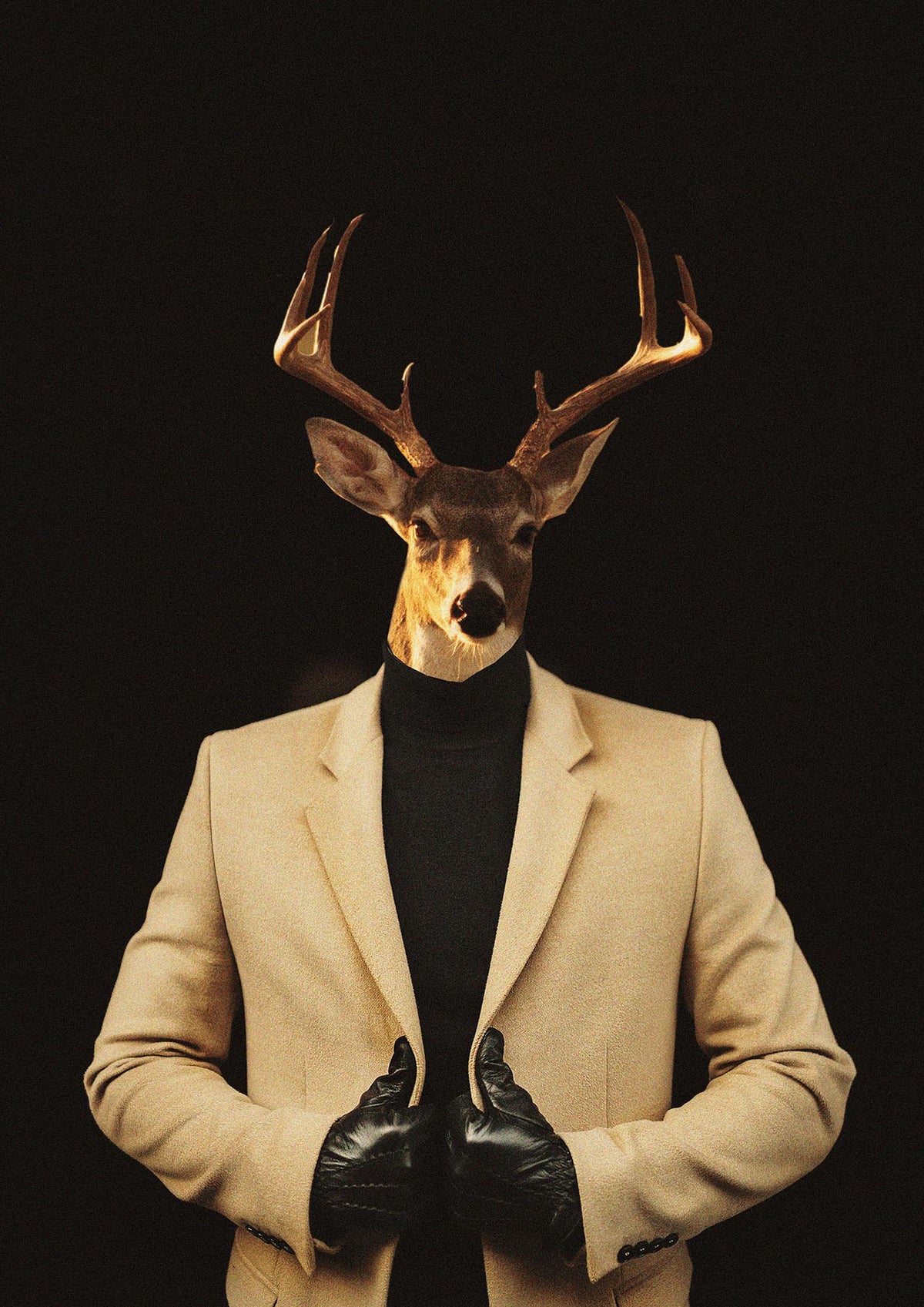 Deer Head Edit Wall Art - detail