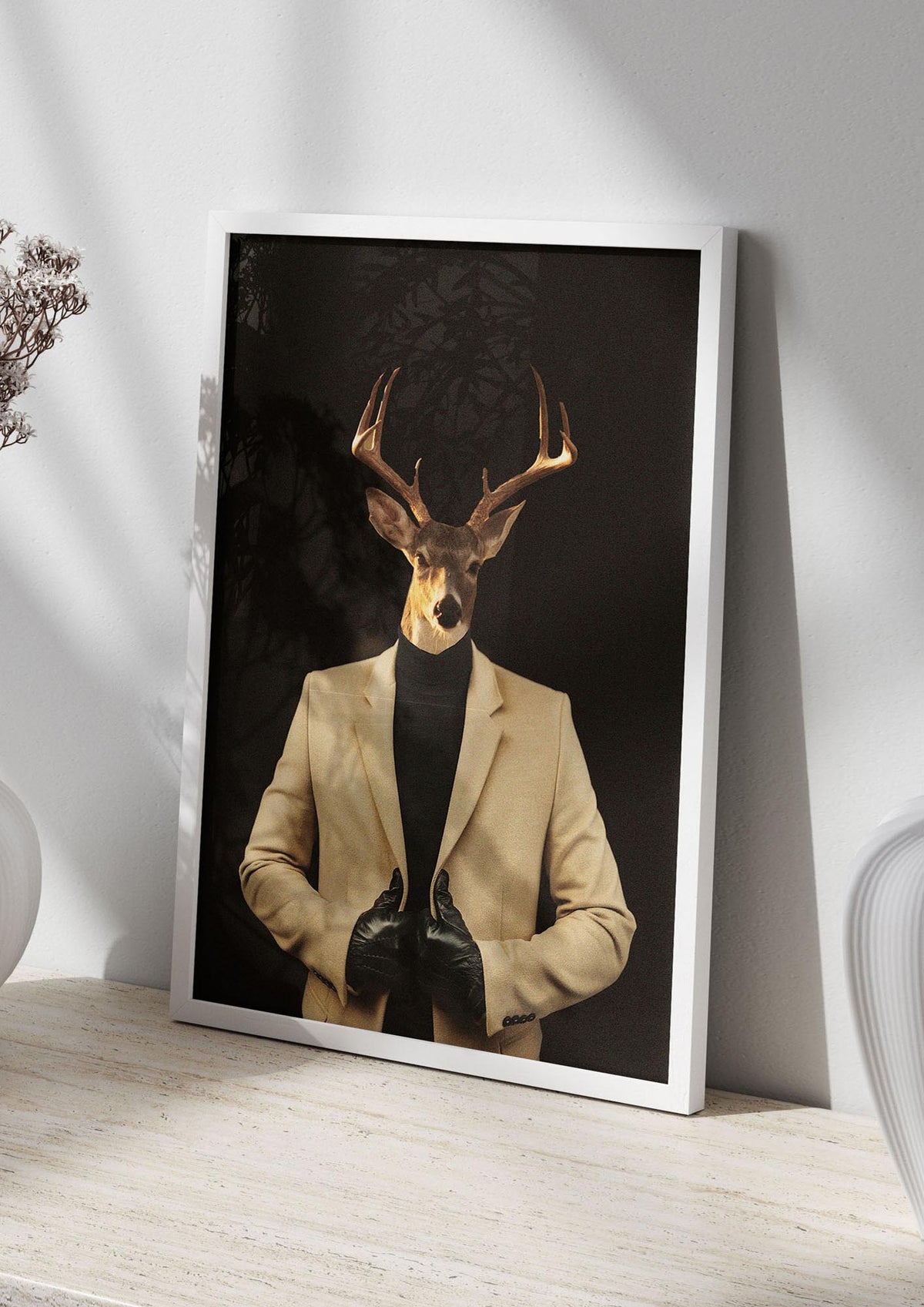 Deer Head Edit Wall Art - living room 2