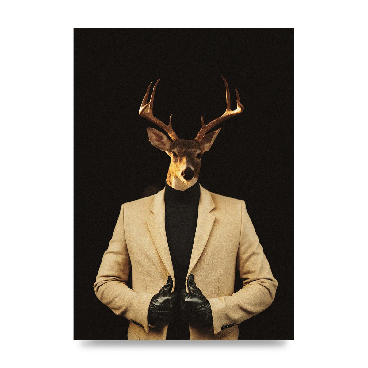 Deer Head Edit Wall Art - unframed print