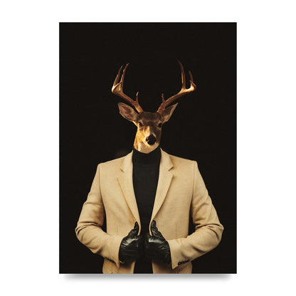 Deer Head Edit Wall Art - unframed print