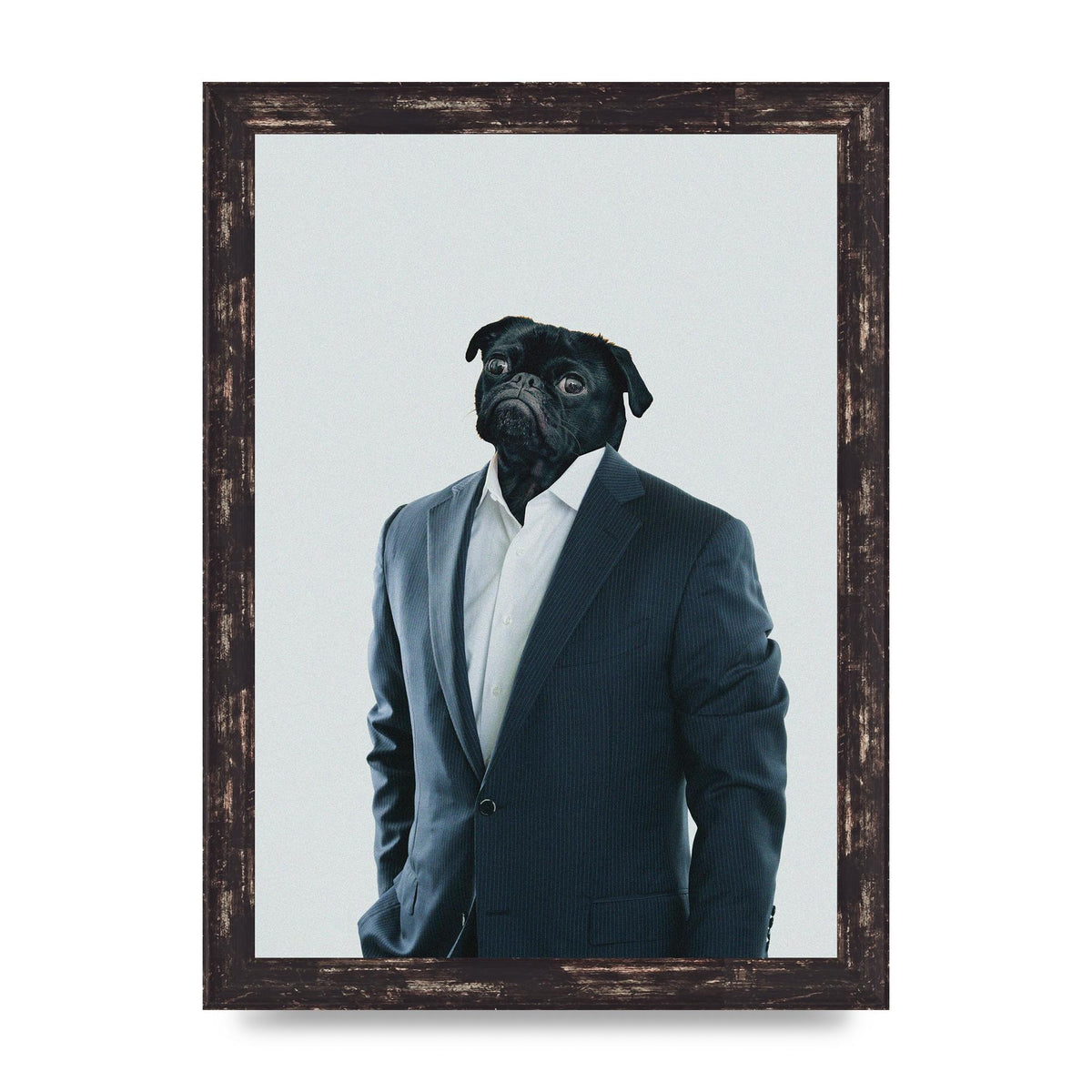 Pug Head Edit Art For The Home - A4 framed