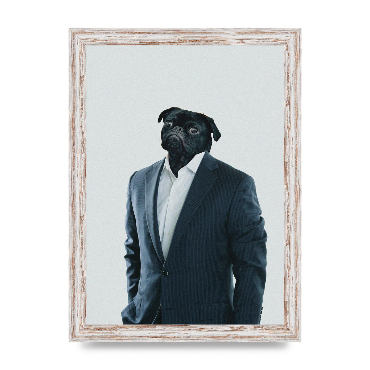 Pug Head Edit Art For The Home - A4 framed